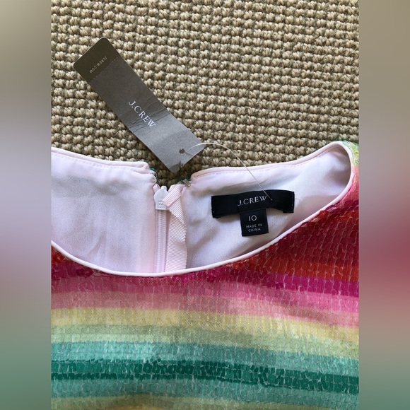 J. Crew sequin stripe cap sleeve sheath dress watermelon colorful SZ 10 NWT - Picture 7 of 8